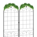 Outsunny Set of 2 Metal Trellis for Climbing Plants, Floral Design