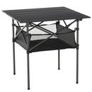 Outsunny Aluminum Camping Table Folding Table Picnic Table w/ Mesh  Bag, Black