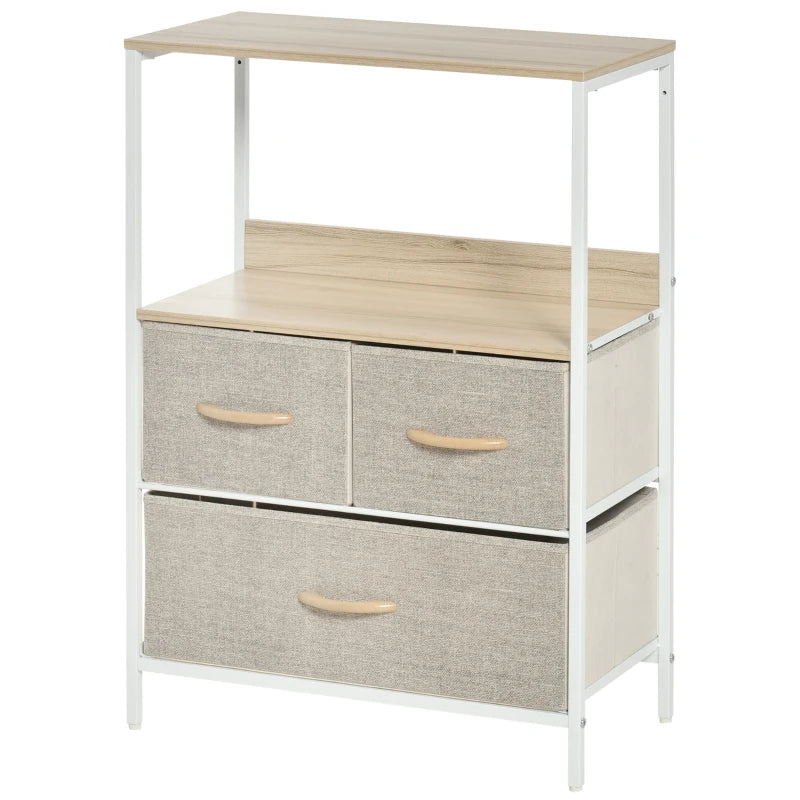 HOMCOM Fabric Chest of Drawers Storage Unit 58x29x81.5cm - White