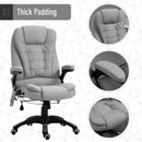 Vinsetto Heated Massage Recliner Office Chair Ergonomic Gaming Heated Home Office Padded  Linen-Feel Fabric & Swivel Base Light Grey Executive Reclining w/ Heating Points Relaxing Headrest