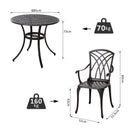 Outsunny Patio Cast Aluminium 5 PCS Brown Dining Table & 4 Chairs Set Outdoor Garden Furniture