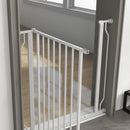 PawHut Dog Gate Wide Stair Gate w/ Door Pressure Fit, 75-85W cm, White