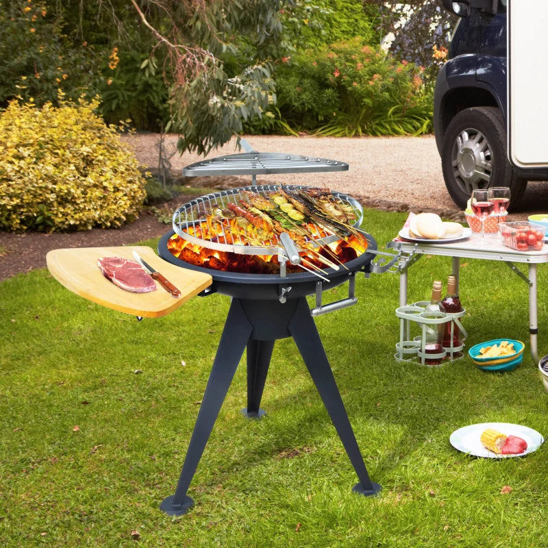 Outsunny Outdoor BBQ with Double Grill and Cutting Board