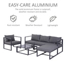 Outsunny 6pcs Garden Sectional Sofa Set Aluminum Frame Coffee Table Footstool