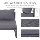 Outsunny 6pcs Garden Sectional Sofa Set Aluminum Frame Coffee Table Footstool