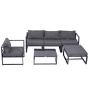 Outsunny 6pcs Garden Sectional Sofa Set Aluminum Frame Coffee Table Footstool