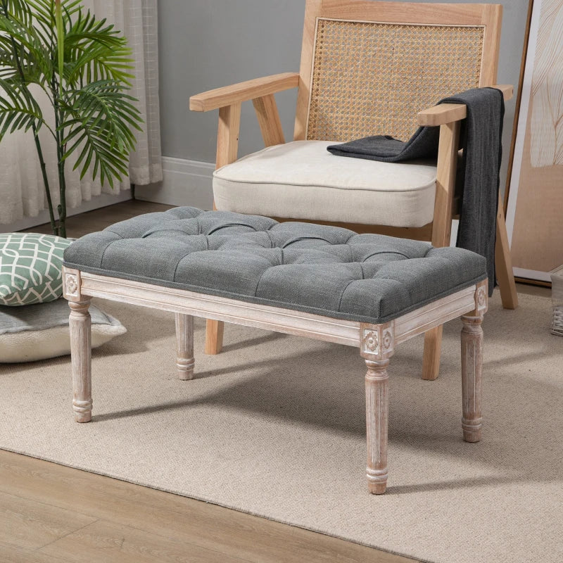 HOMCOM Vintage Shoe Benches with Wood Frame 80x40x41cm - Grey