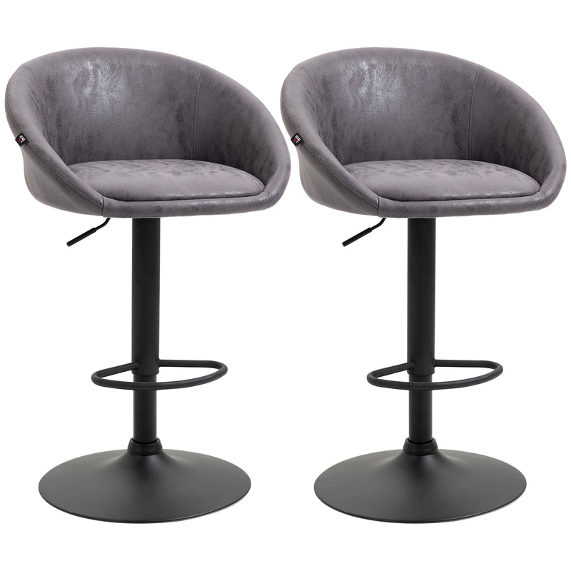 HOMCOM Modern Swivel Bar Stools Set of 2 with Adjustable Height, Dark Brown