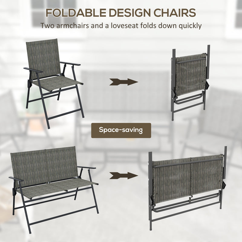 Outsunny Patio Furniture Set, Garden Set w/ Table, Foldable Chairs, a Loveseat