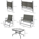 Outsunny Patio Furniture Set, Garden Set w/ Table, Foldable Chairs, a Loveseat