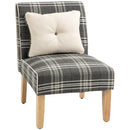 HOMCOM Dining Chair Linen-Touch Fabric Kitchen Chair W/ Rubber Wood Legs Grey