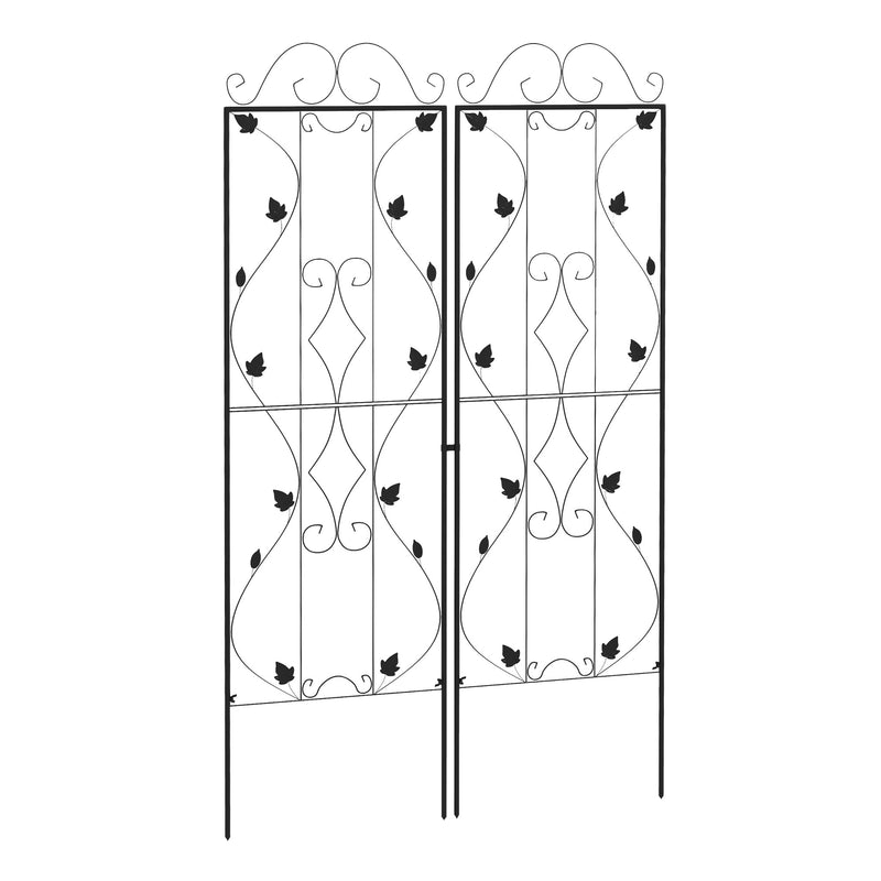 Outsunny Set of 2 Metal Trellis for Climbing Plants, Leaf Design