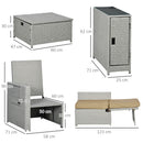 Outsunny Recliner Rattan Sun Lounger w/ Storage Tea Table & Footstools, Beige