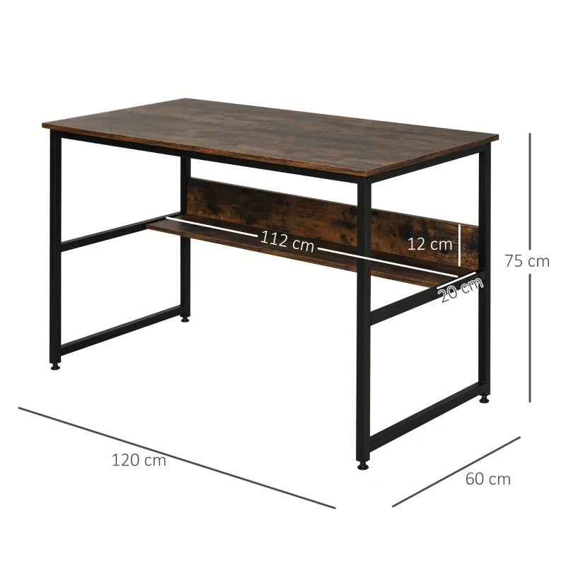 HOMCOM Computer Desk with Shelves - Brown