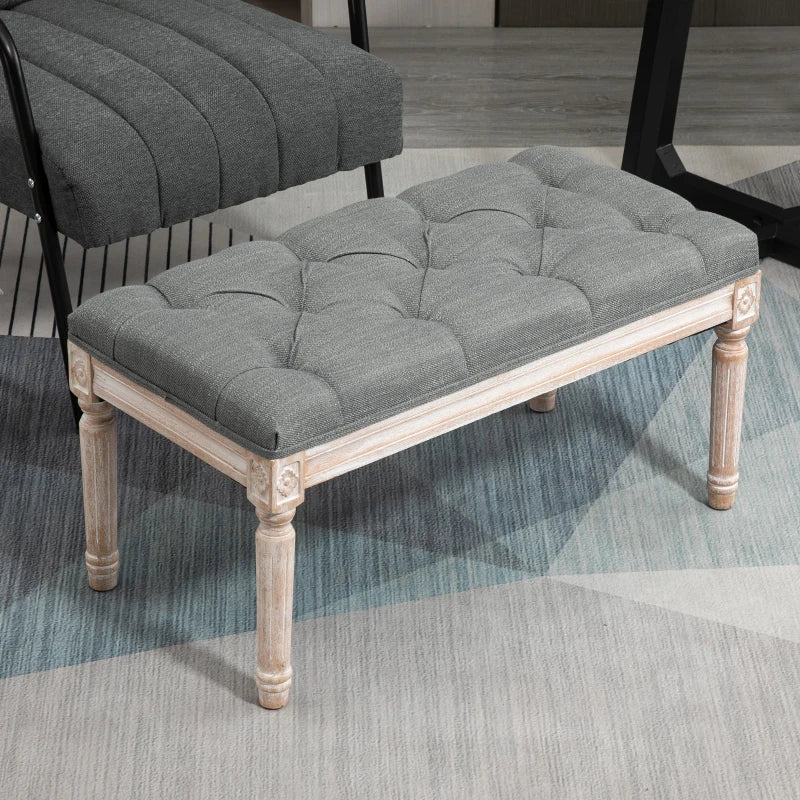 HOMCOM Vintage Shoe Benches with Wood Frame 80x40x41cm - Grey