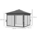 Outsunny 3x3(m) Pop Up Gazebo w/ Solar-Powered LED Lights Curtain Netting Grey