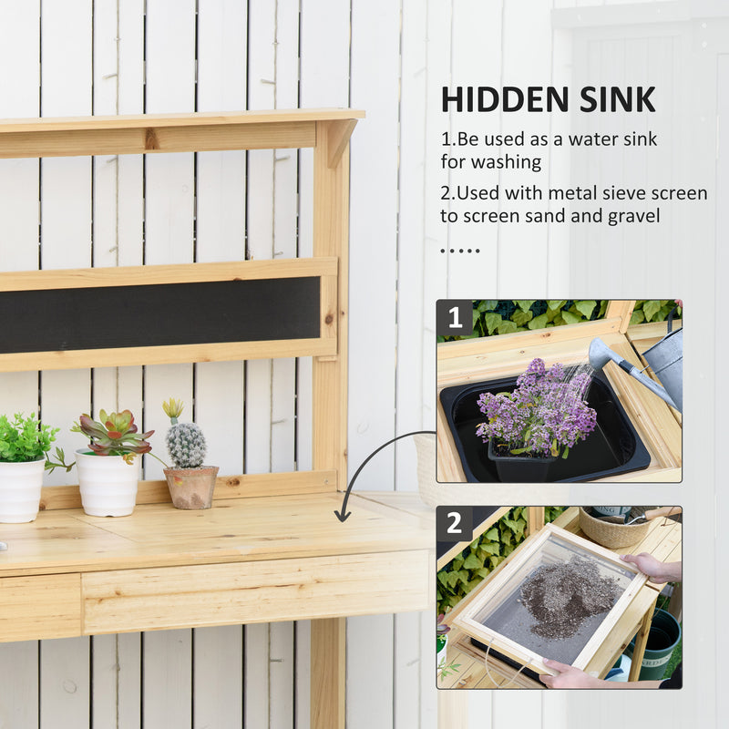 Outsunny Potting Bench Table 151L x 45.5W x 143Hcm