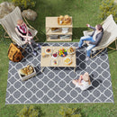 Outsunny Reversible Waterproof Outdoor Rug W/ Carry Bag, 182 x 274 cm, Grey