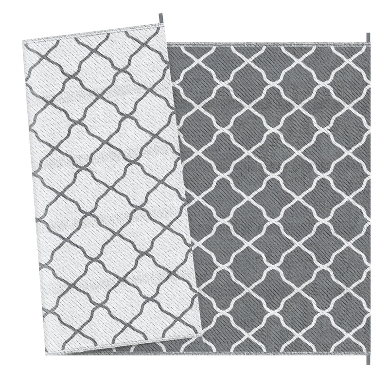 Outsunny Reversible Waterproof Outdoor Rug W/ Carry Bag, 182 x 274 cm, Grey