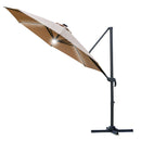 Outsunny 3(m) LED Cantilever Parasol Outdoor with Base Solar Lights Brown