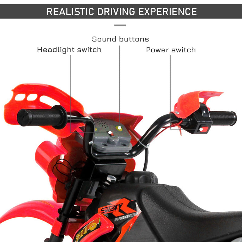 HOMCOM Kids Ride on Electric Motorcycle 6V Battery Scooter - Red