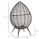 Outsunny Wicker Rattan Egg Chair with 4 Legs Grey