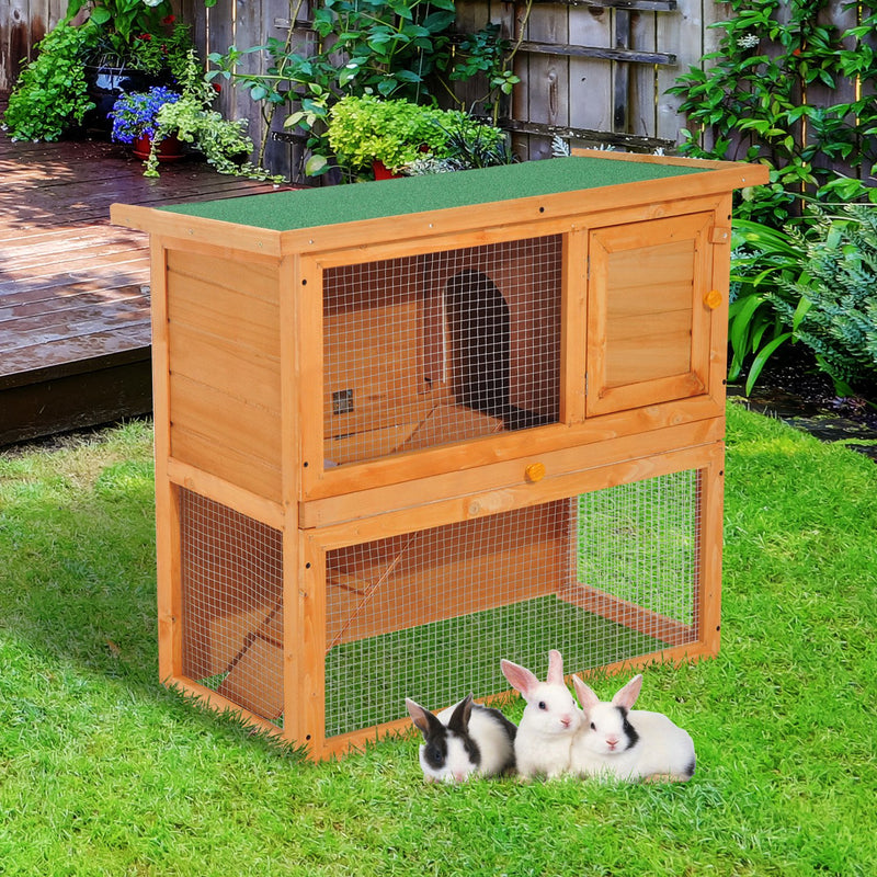 PawHut-2 Tier Rabbit Hutch