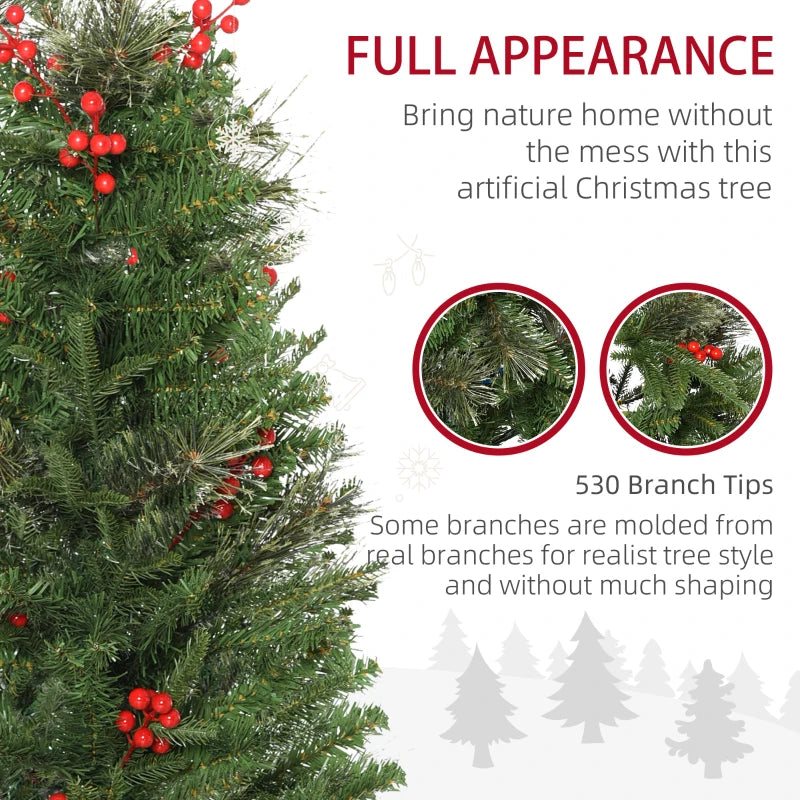 HOMCOM Christmas Tree Slim 5' with Berries