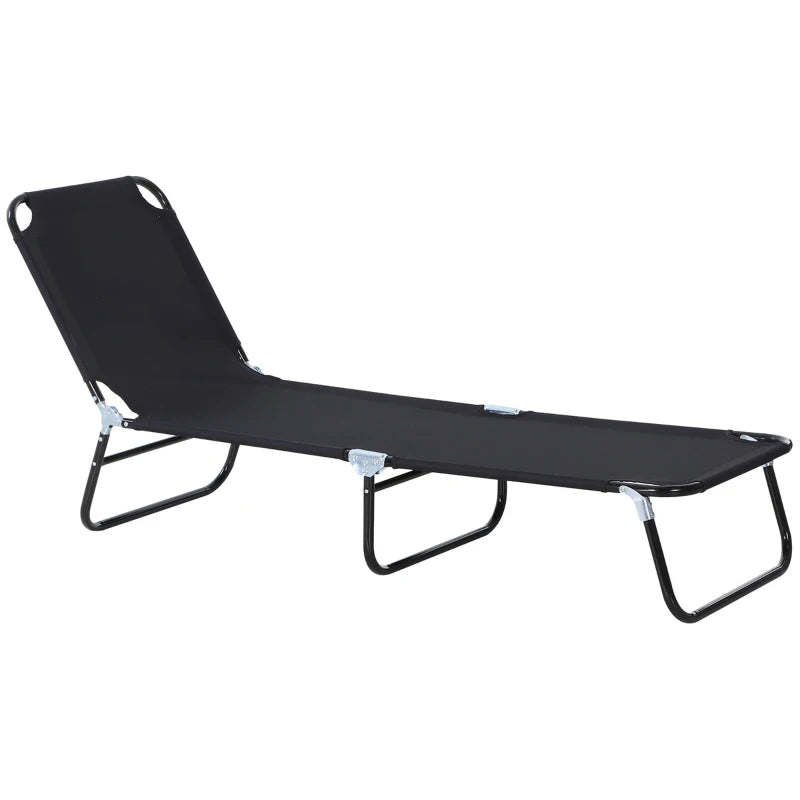 Outsunny Foldable Sun Lounger - Black