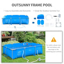 Outsunny Blue Swimming Pool with Steel Frame & Filter 315L x 225W x 75H cm