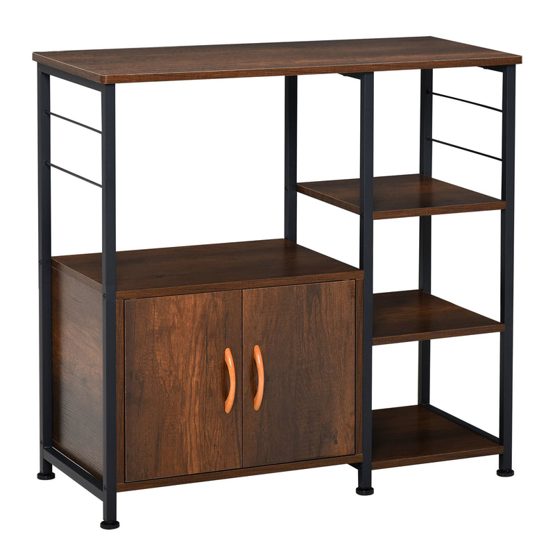HOMCOM Storage Shelf Side Table Metal Frame End Desk for Living Room, Kitchen