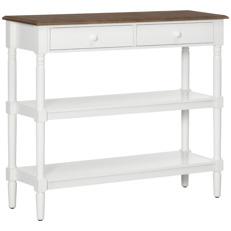 HOMCOM Console Table with Storage Shelves and Drawers for Living Room, Entryway