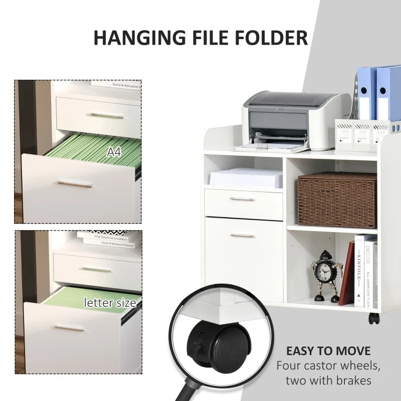 Vinsetto Printer Stand with Open Storage Shelves White