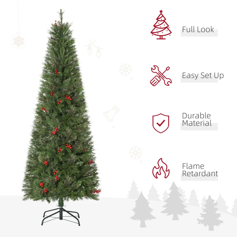 HOMCOM Christmas Tree Slim 5' with Berries