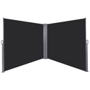 Outsunny Retractable Double Side Awning Screen Fence Privacy Dark Grey, 6x1.8m