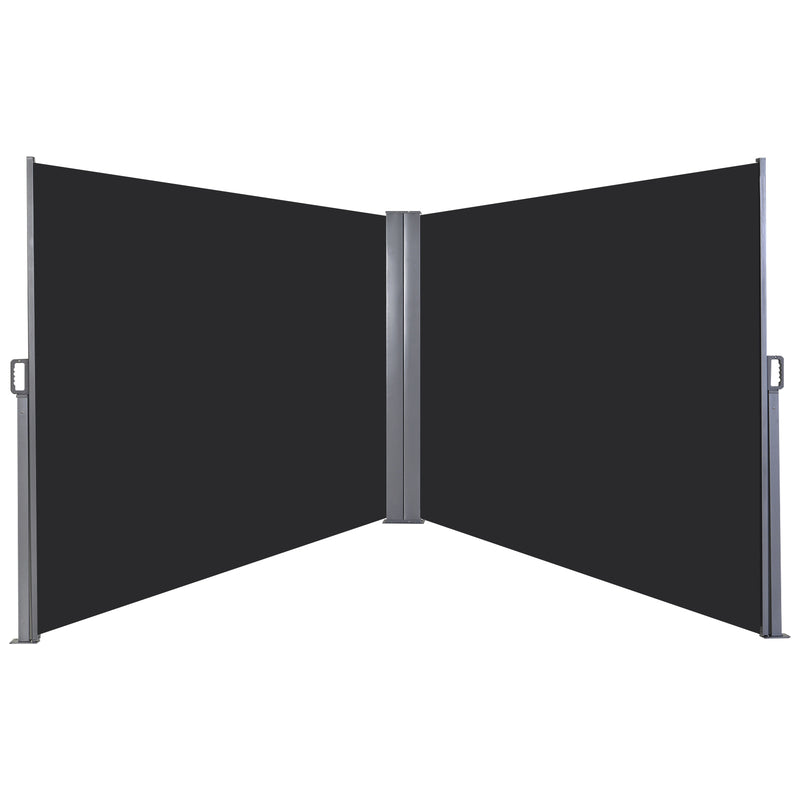 Outsunny Retractable Double Side Awning Screen Fence Privacy Dark Grey, 6x1.8m
