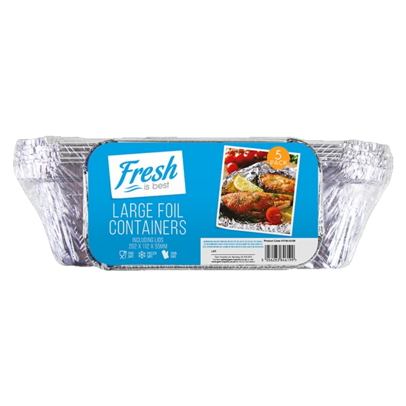 Large Foil Containers & Lids 5pk
