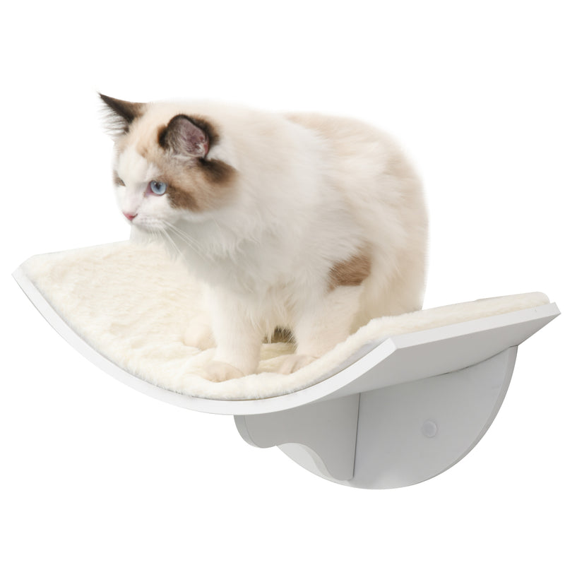 PawHut Wood Cat Shelf Perch Bed Curved Climber Wall-Mounted Cat Furniture