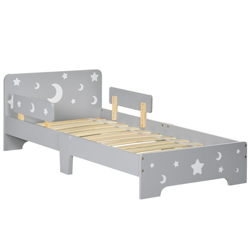ZONEKIZ Toddler bed w/ Star and Moon Patterns, for Ages 3-6 Years - Grey