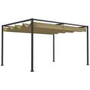 Outsunny 4x3(m) Metal Pergola Gazebo Patio Sunshelter Retractable Canopy Khaki