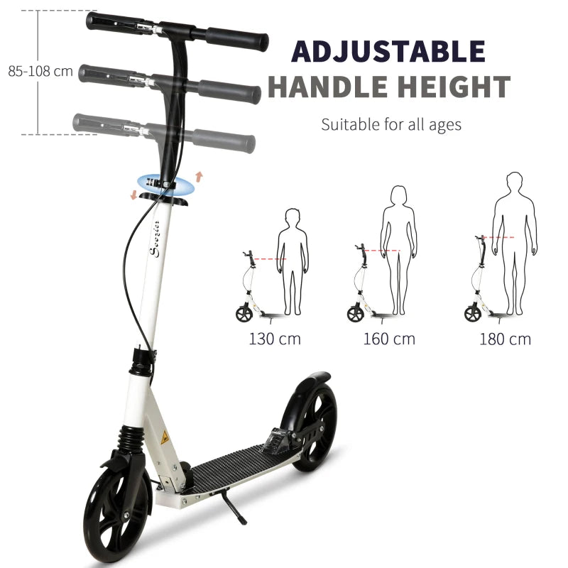 HOMCOM Folding Kick Scooter with Brakes - White