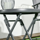 Outsunny Round Folding Side Table W/ Imitation Marble Glass Top, White