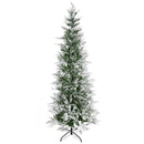 HOMCOM Pencil Snow Christmas Tree Flocked 6' with Realistic Cypress Branches