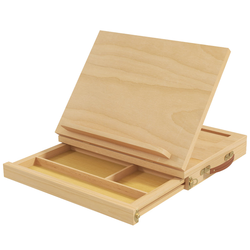 Vinsetto Wooden Table Easel Box With Storage Portable Folding Artist Easel
