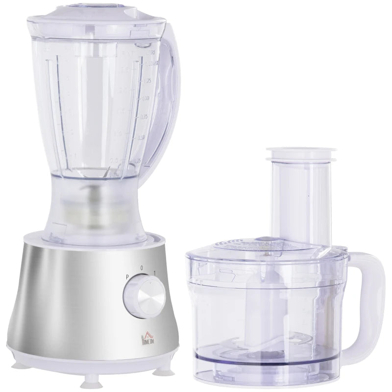 HOMCOM Food Processor 1.5L with 1L Bowl 500W - White