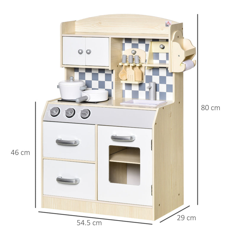 Kids Kitchen Play Cooking Toy Set w/ Sink, Cooking Bench for 3-6 Years Old