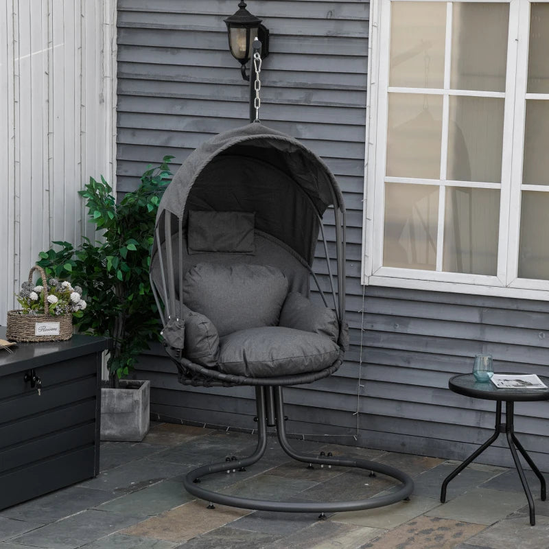 Outsunny Hanging Egg Chair -  Grey