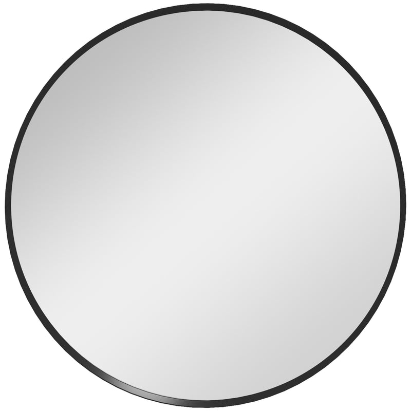 HOMCOM Circle Wall Mirror, 61 cm Round Bathroom Mirror for Living Room, Bedroom, Hallway, Black