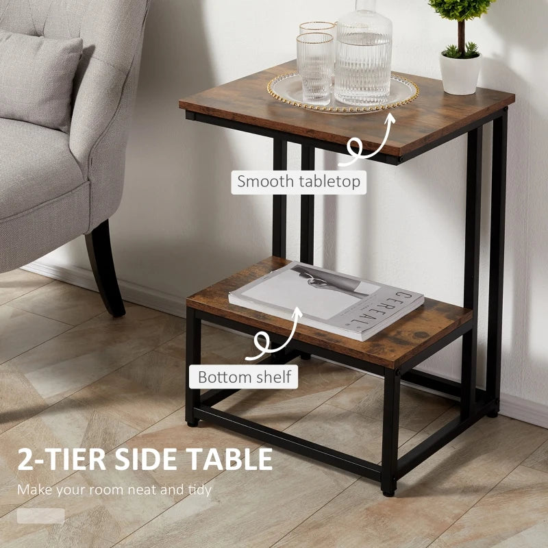HOMCOM Vintage Side Table Square - Brown