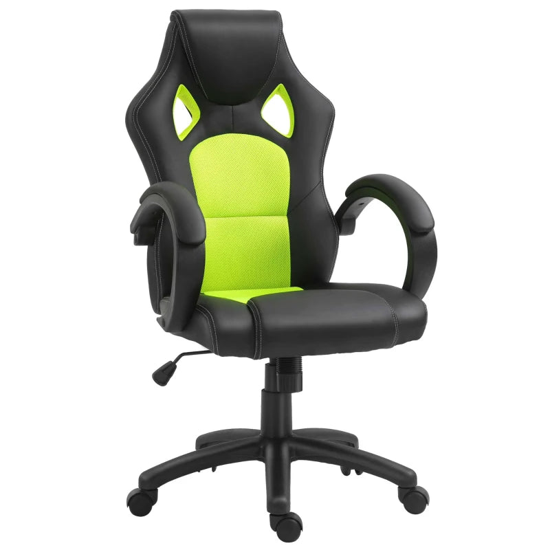 Office Chair Racing Chair Leather Executive Desk Gaming Swivel Adjustable Computer Seat - Black/Green